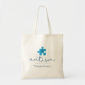 autisme bewustzijn blauwe puzzelstuk #team naam tote bag (Voorkant)