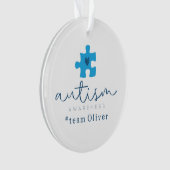 autisme bewustzijn blauwe puzzelstuk #teamnaam ornament (voorkant)