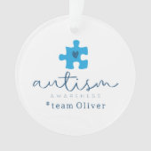 autisme bewustzijn blauwe puzzelstuk #teamnaam ornament (voorkant)