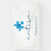 autisme bewustzijn blauwe puzzelstuk #teamnaam  spandoek (Verticaal)