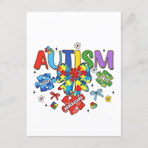 Autisme Bewustzijn Boog Coquette Puzzel Stuk Neuro Briefkaart
