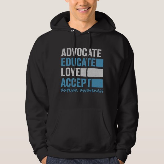 Autisme bewustzijn cadeau - Steun, Onderwijs, Lief Hoodie (Voorkant)