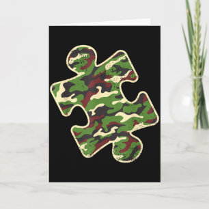 Autisme bewustzijn Camo Puzzelstuk Vintage Camoufl Kaart