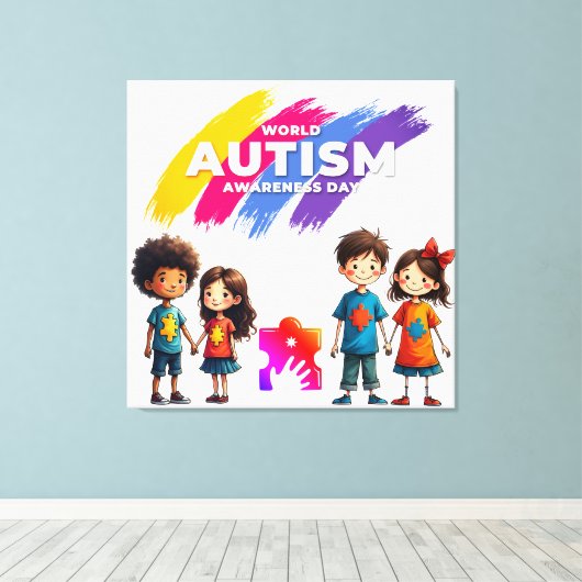 Autisme Bewustzijn Canvas Afdruk (Insitu (Houten vloer))