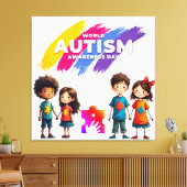 Autisme Bewustzijn Canvas Afdruk (Insitu (Woonkamer))