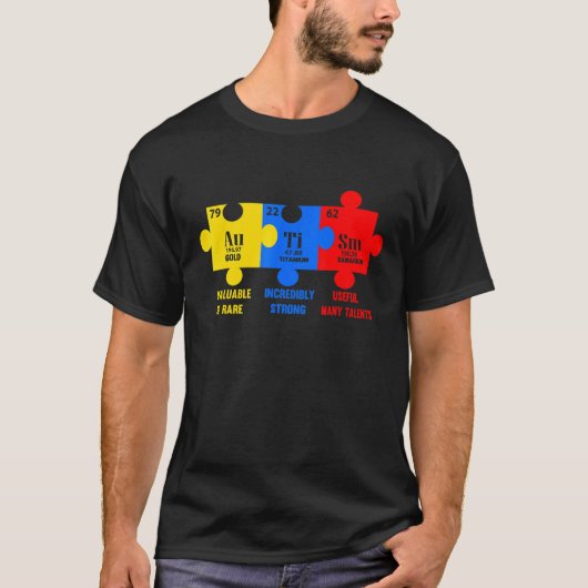 Autisme Bewustzijn Chemisch Element T-shirt (Voorkant)