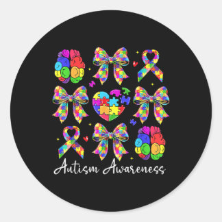 Autisme Bewustzijn Coquette Boog Puzzel Boog Lint  Ronde Sticker