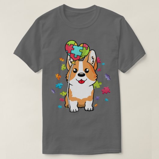 Autisme bewustzijn Corgi Puppy Dog Puzles Heart Ba T-shirt (Design voorkant)