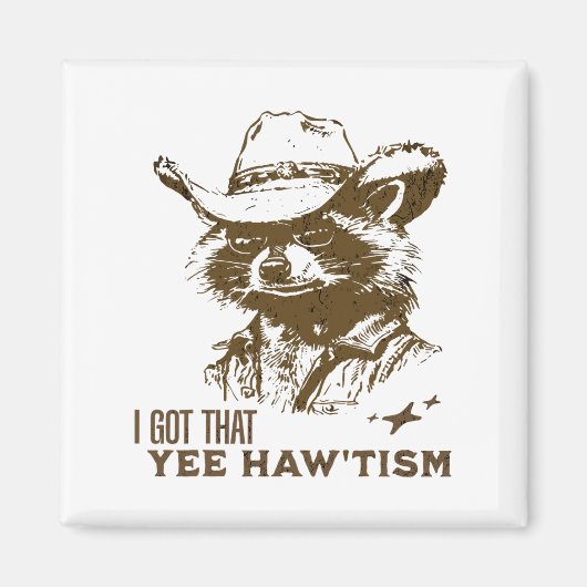 Autisme Bewustzijn Cowboy Raccoon Ik heb dat Yee H Magneet (Voorkant)