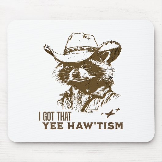 Autisme Bewustzijn Cowboy Raccoon Ik heb dat Yee H Muismat (Voorkant)