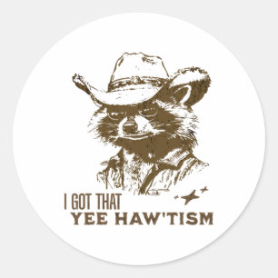 Autisme Bewustzijn Cowboy Raccoon Ik heb dat Yee H Ronde Sticker