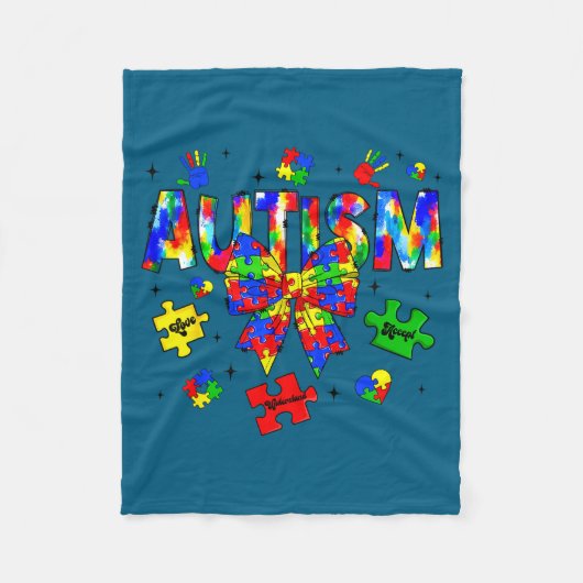 Autisme bewustzijn dag coquette strik puzzelstukke fleece deken (Voorkant)