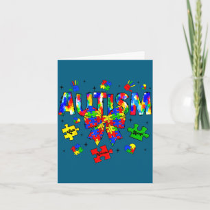 Autisme bewustzijn dag coquette strik puzzelstukke kaart