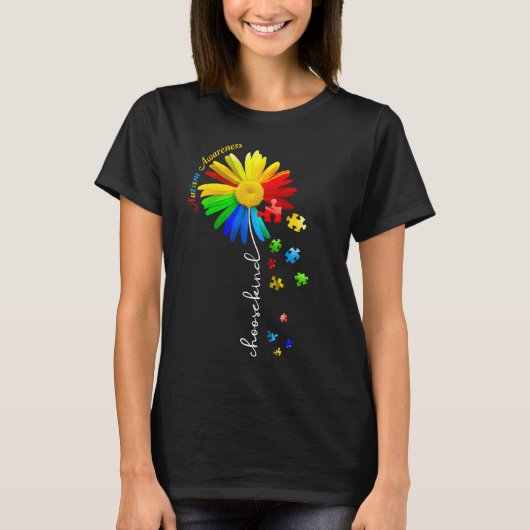Autisme bewustzijn Daisy Flower Kies Sind T-shirt (Voorkant)