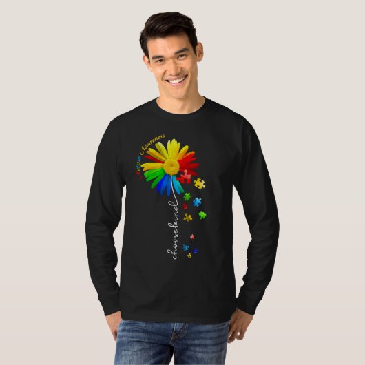 Autisme bewustzijn Daisy Flower Kies Sind T-shirt (Voorkant volledig)