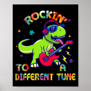 Autisme bewustzijn Dino Rex Rockt Op Andere Toon Poster