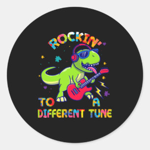 Autisme bewustzijn Dino Rex Rockt Op Andere Toon Ronde Sticker