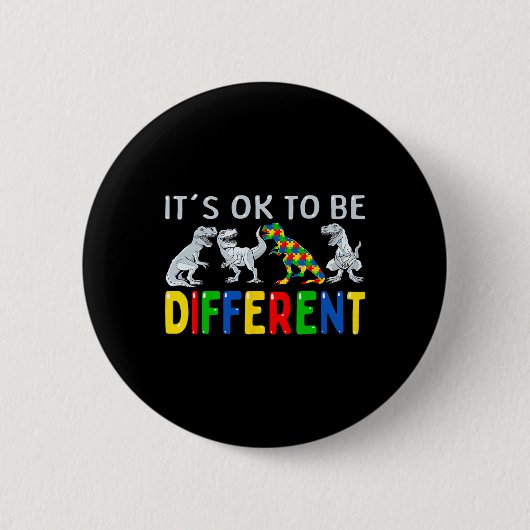 Autisme Bewustzijn Dinosaurus Kind Boys Het is OK Ronde Button 5,7 Cm (Voorkant)