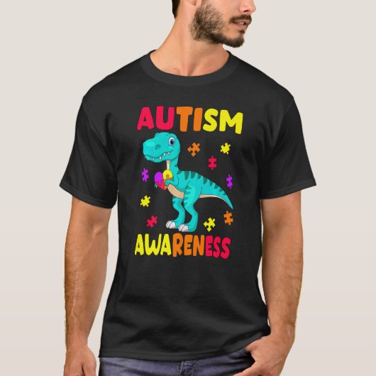 Autisme bewustzijn dinosaurus kinderen autisme bew t-shirt (Voorkant)