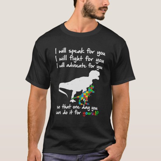 Autisme Bewustzijn Dinosaurus Moeder Leraar Ik zal T-shirt (Voorkant)