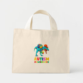 Autisme Bewustzijn Dinosaurus T-Rex voor Jongens K Mini Tote Bag