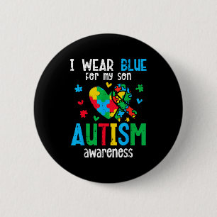 Autisme bewustzijn draag blauw voor zoon asd moede ronde button 5,7 cm