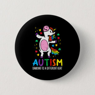 Autisme bewustzijn eenhoorn dansen op een andere b ronde button 5,7 cm