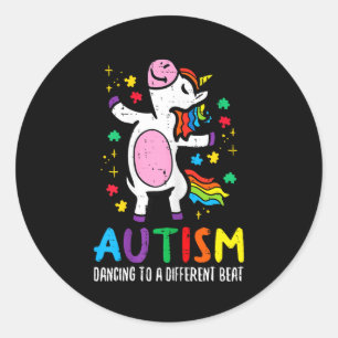 Autisme bewustzijn Eenhoorn Dansen Op Een Andere R Ronde Sticker