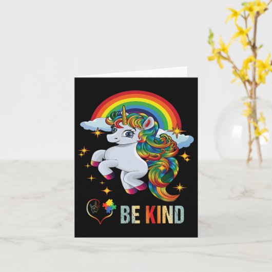 Autisme bewustzijn eenhoorn wees aardig Asl liefde Kaart (Gele Bloem)