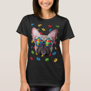 Autisme Bewustzijn Franse Bulldog Puzzel Zonnebril T-shirt