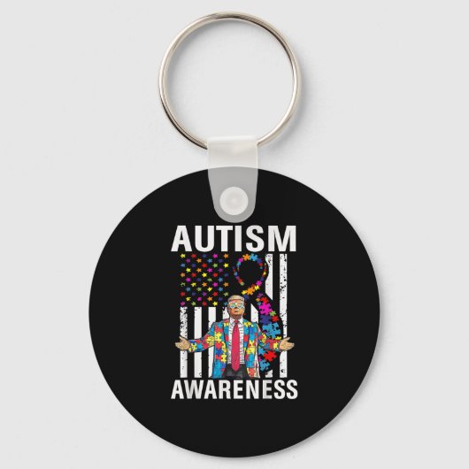 Autisme bewustzijn Funny Trump Support Autistisch Sleutelhanger (Voorkant)