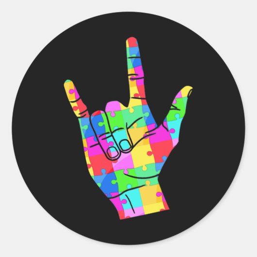 Autisme Bewustzijn Gebarentaal Geschenken Asl Lief Ronde Sticker (Voorkant)