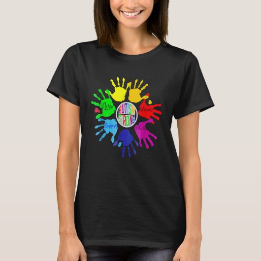 Autisme Bewustzijn Gebarentaal Hand Puzzel Onderst T-shirt (Voorkant)