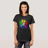 Autisme Bewustzijn Gebarentaal Hand Puzzel Onderst T-shirt (Voorkant volledig)