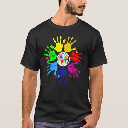 Autisme Bewustzijn Gebarentaal Hand Puzzel Onderst T-shirt (Voorkant)