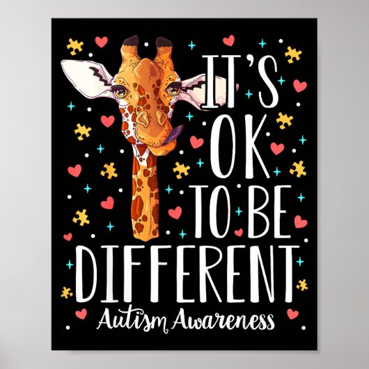Autisme bewustzijn Giraffe Het is ok om anders te Poster (Voorkant)