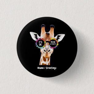 Autisme Bewustzijn Giraffe Het is OK om anders te Ronde Button 3,2 Cm