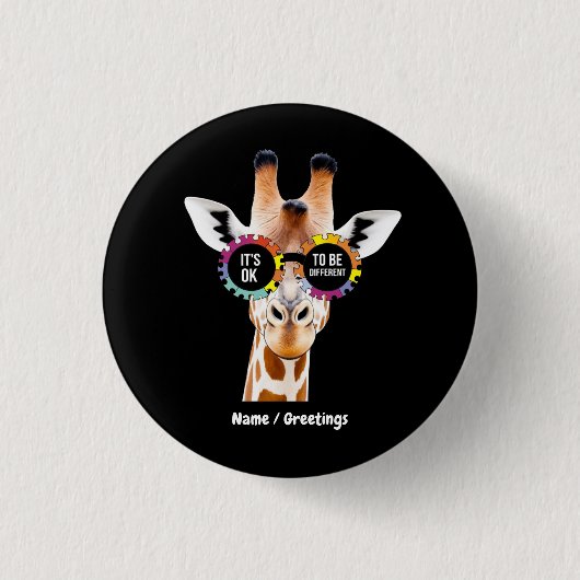Autisme Bewustzijn Giraffe Het is OK om anders te  Ronde Button 3,2 Cm (Voorkant)