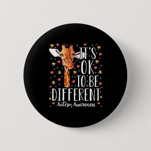 Autisme bewustzijn Giraffe Het is ok om anders te  Ronde Button 5,7 Cm (Voorkant)