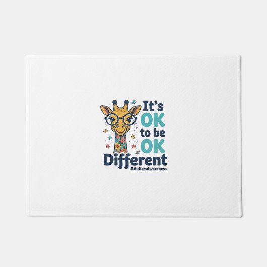 Autisme Bewustzijn Giraffe Het Is OK Om Verschille Deurmat (Voorkant)