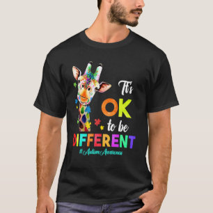 Autisme Bewustzijn Giraffe Puzzelstuk Het Is Ok Om T-shirt