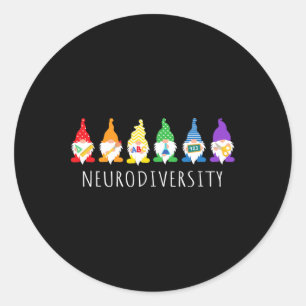 Autisme Bewustzijn Gnoom Neurodiversiteit Geschenk Ronde Sticker