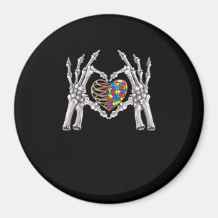 Autisme Bewustzijn Gothic schedel Hand Autisme Puz Magneet