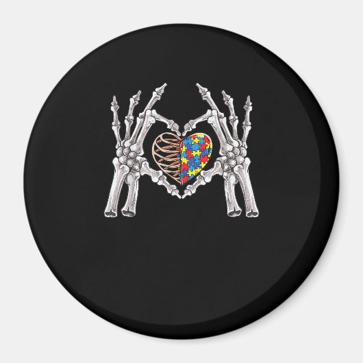 Autisme Bewustzijn Gothic schedel Hand Autisme Puz Magneet (Voorkant)
