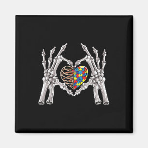 Autisme Bewustzijn Gothic schedel Hand Autisme Puz Magneet