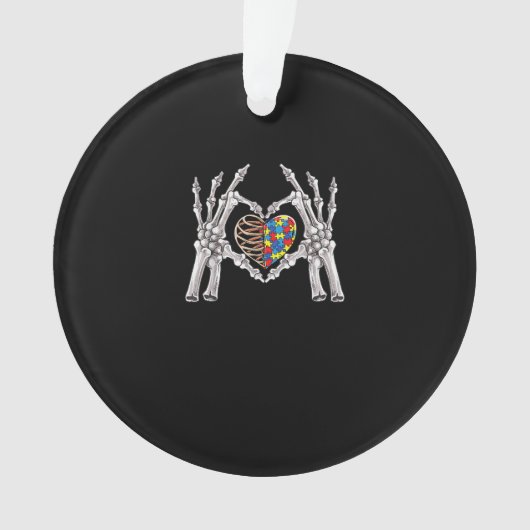 Autisme Bewustzijn Gothic schedel Hand Autisme Puz Ornament (voorkant)