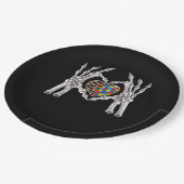 Autisme Bewustzijn Gothic schedel Hand Autisme Puz Papieren Bordje (Gekanteld)