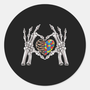 Autisme Bewustzijn Gothic schedel Hand Autisme Puz Ronde Sticker