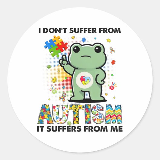 Autisme Bewustzijn Grappig Kikker Meme Autisme Ond Ronde Sticker (Voorkant)