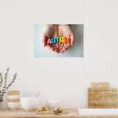 Autisme Bewustzijn Handen Met Kleurrijke Brieven Poster (Keuken)